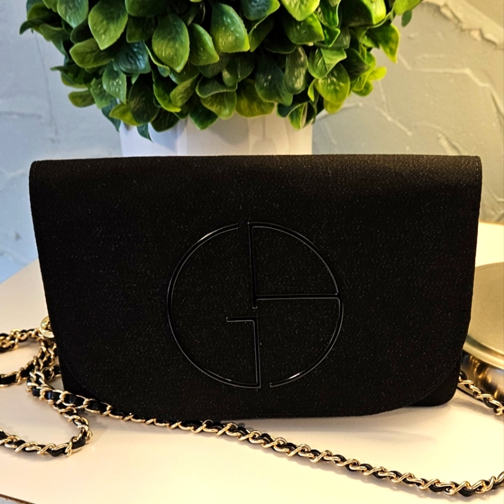Giorgio Armani cosmetic clutch converted to a crossbody bag